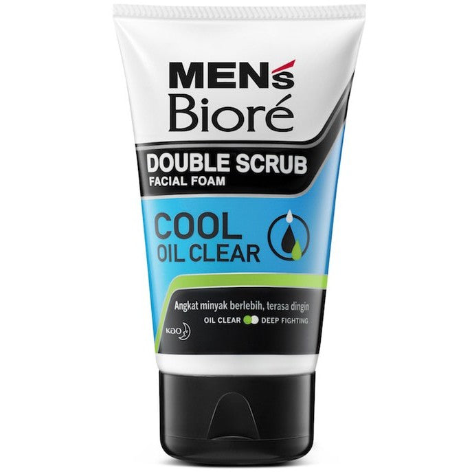 MENS BIORE DOUBLE SCRUB FACIAL FOAM 100G