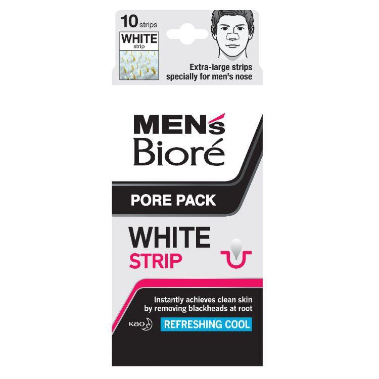 Biore Pore Pack Black & White Nose Strip 10pc Refresing Cool Extra-Large Strip Specially For Men's Nose Kao