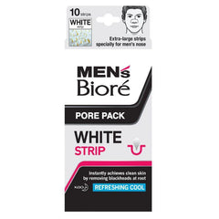 Biore Pore Pack Black & White Nose Strip 10pc Refresing Cool Extra-Large Strip Specially For Men's Nose Kao