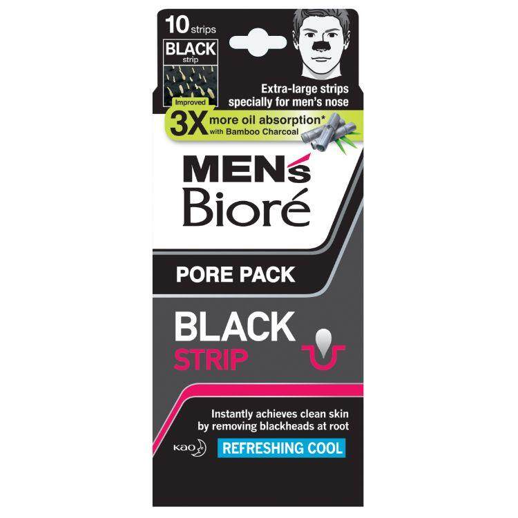 Biore Pore Pack Black & White Nose Strip 10pc Refresing Cool Extra-Large Strip Specially For Men's Nose Kao